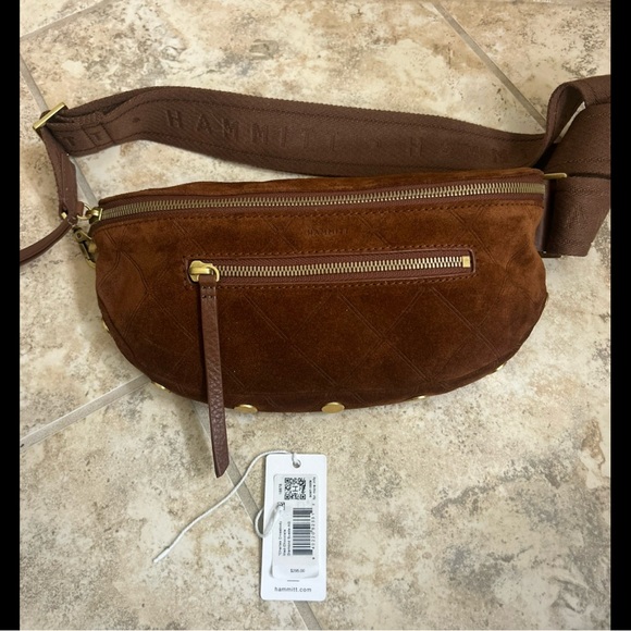 Authentic Hammitt Charles Crossbody Med Chocolate Diamond Suede Brand New $295